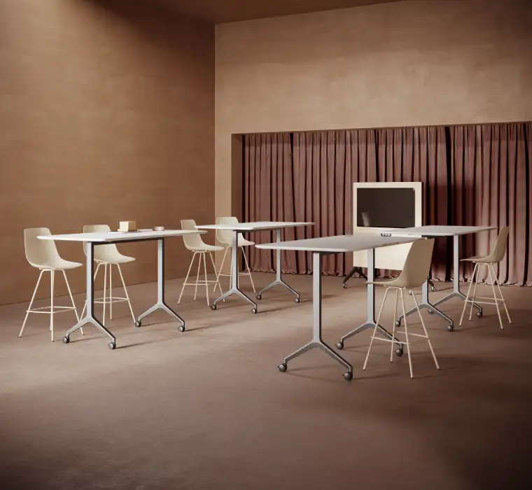 Deploy standing-height mobile tables