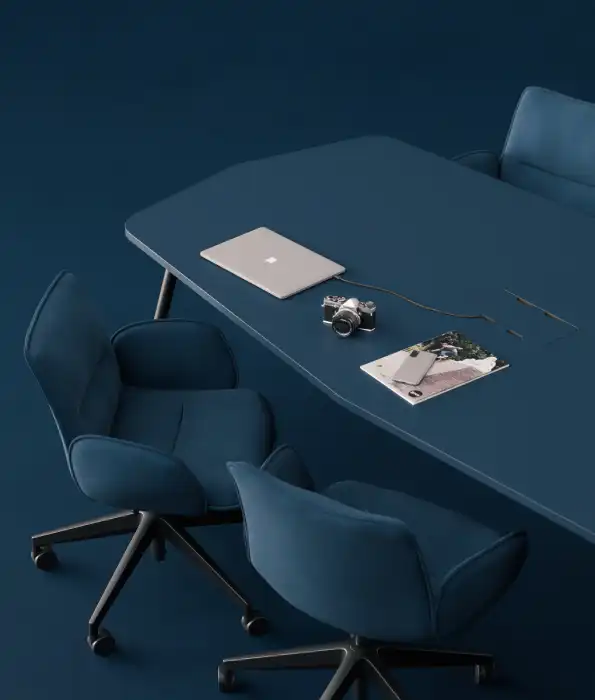 Blue meeting table