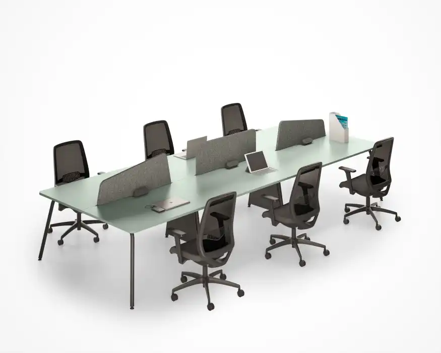 Jasper green 6-user bench desk