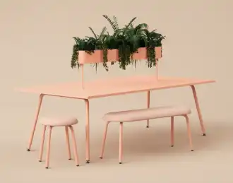Jasper collaboration table with planter shelf