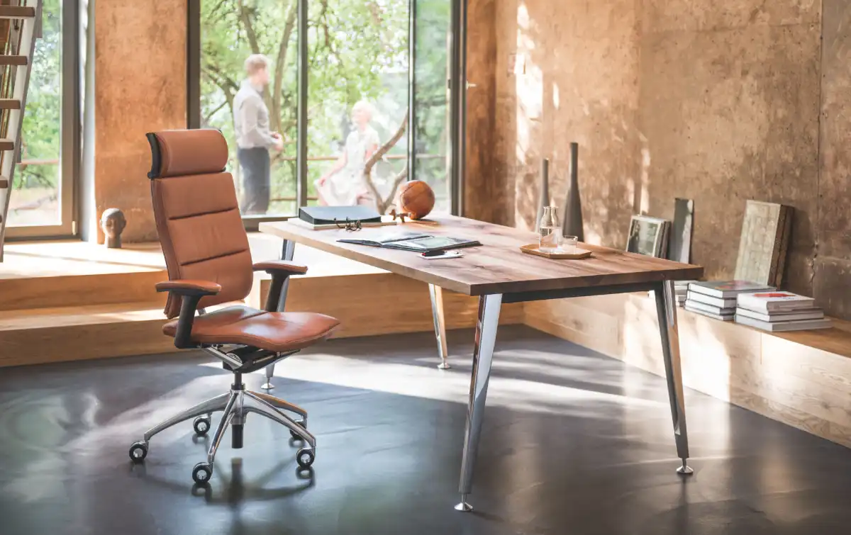 Open Up Modern Classic executive office chair in tan leather