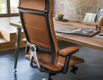 Executive task seating in orange tan leather